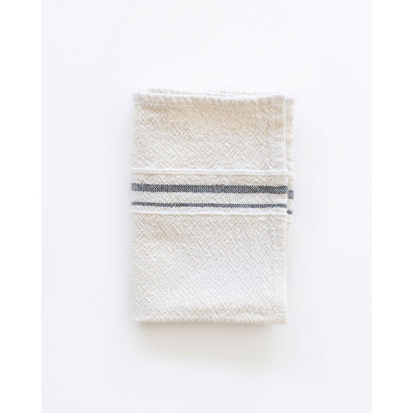 small country towel with variegated stripes - CHARCOAL
