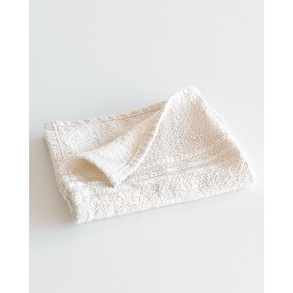 small country towel with stripes on end - NATURAL