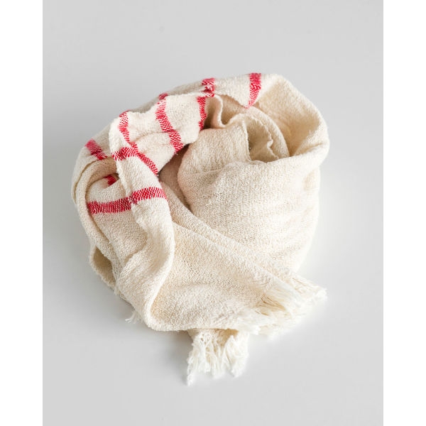 country scarf with stripes on end - RED