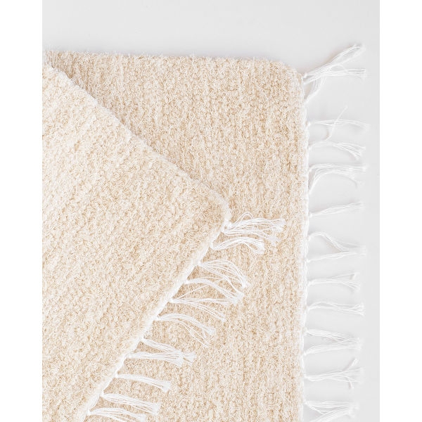 thick weave bedside rug - NATURAL