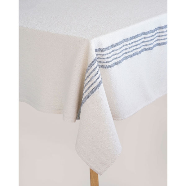 country table cloth with stripes on end - DENIM