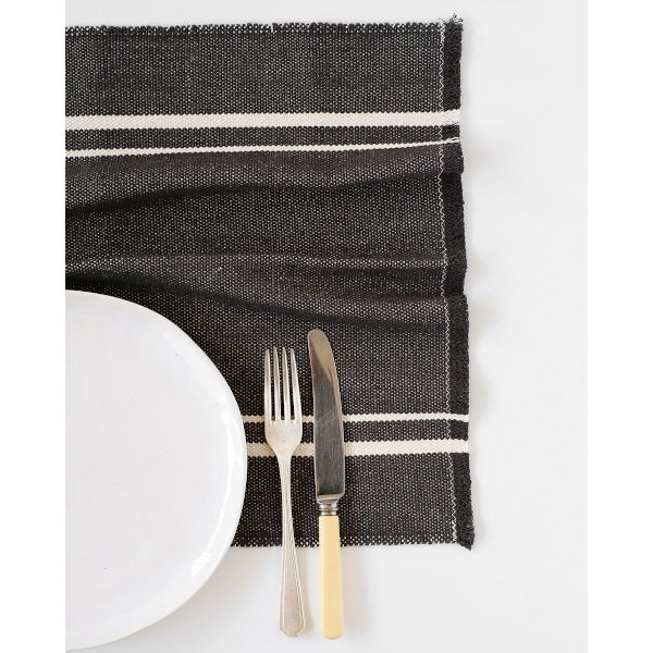 contemporary placemat with stripes on end - CHARCOAL